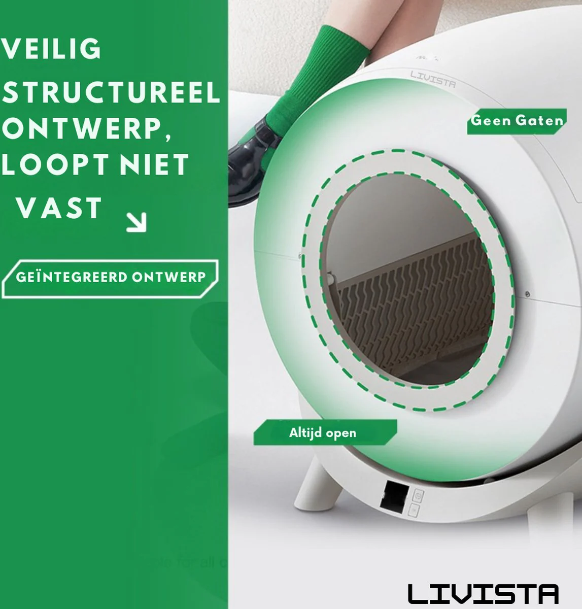 Automatische Kattenbak - Zelfreinigend - Elektrische & Zelfreinigende Scoopfree Robot - 80L XXL - incl. Kattenbakmat, App & Zakken - Afbeelding 2