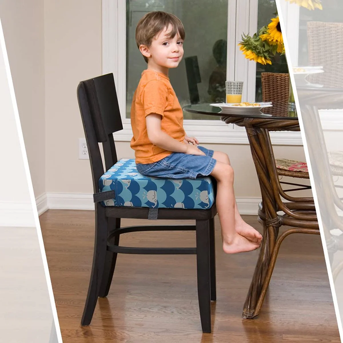 Zitverhoging voor baby's, draagbaar zitkussen, design voor kinderen, blauw/wit - Afbeelding 6