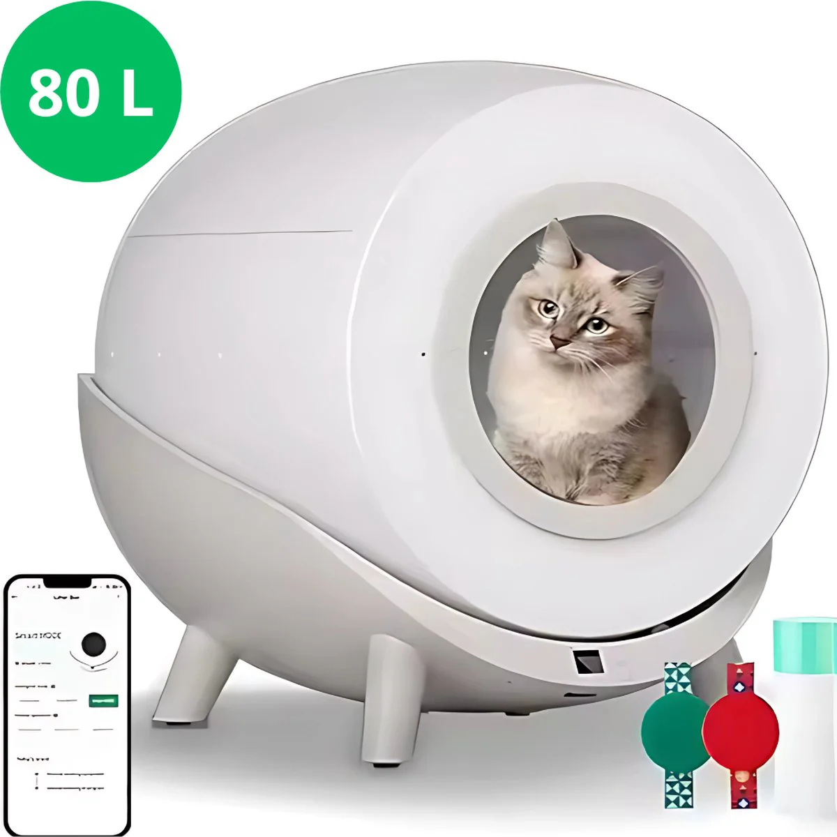 Automatische Kattenbak - Zelfreinigend - Elektrische & Zelfreinigende Scoopfree Robot - 80L XXL - incl. Kattenbakmat, App & Zakken - Afbeelding 3