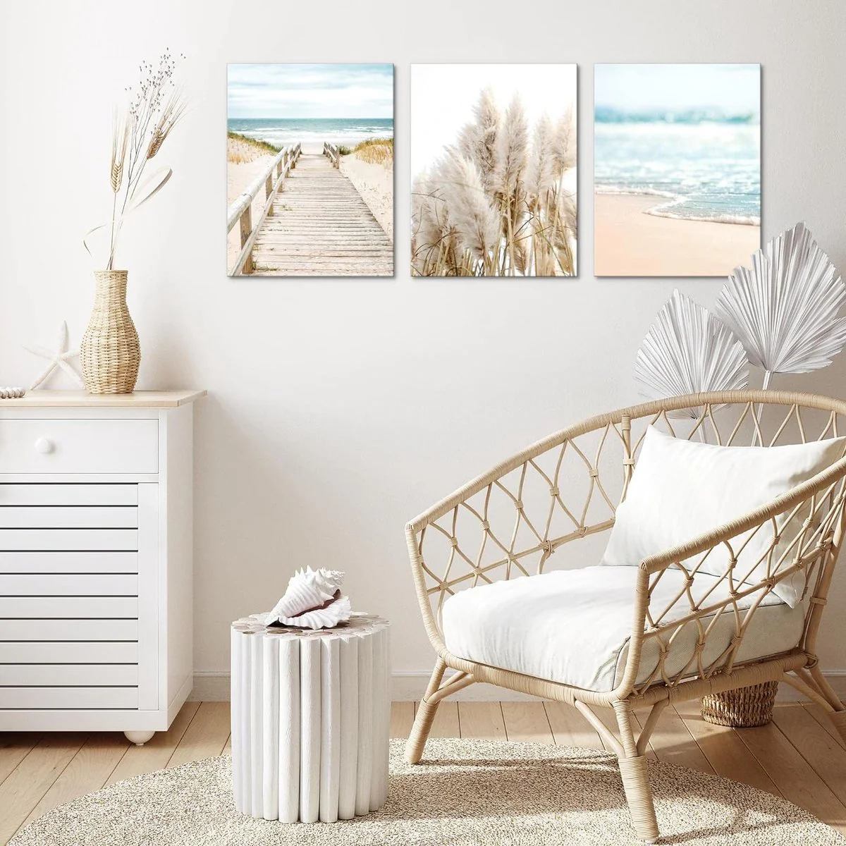 Klaar om op te hangen - wandafbeeldingen set zee - collage XXL woonkamer beige blauw - Afbeelding 6