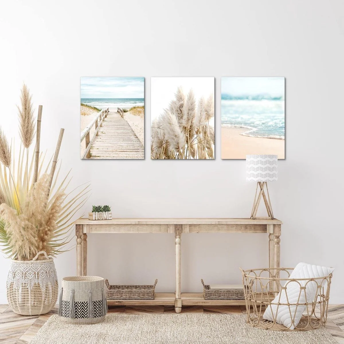 Klaar om op te hangen - wandafbeeldingen set zee - collage XXL woonkamer beige blauw - Afbeelding 5