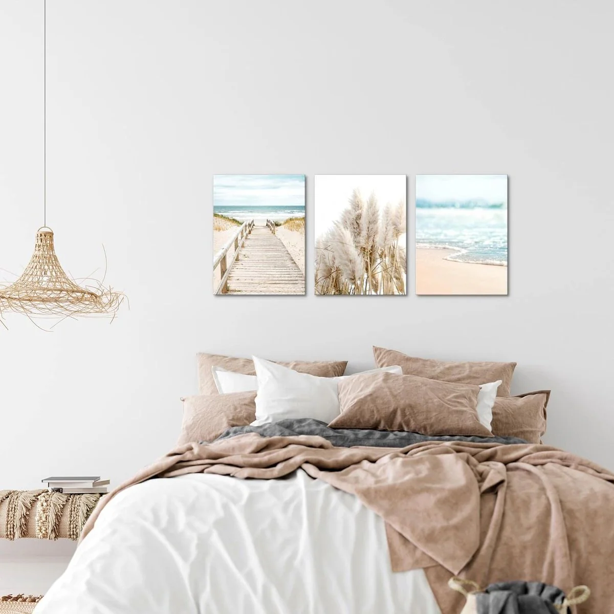 Klaar om op te hangen - wandafbeeldingen set zee - collage XXL woonkamer beige blauw - Afbeelding 7