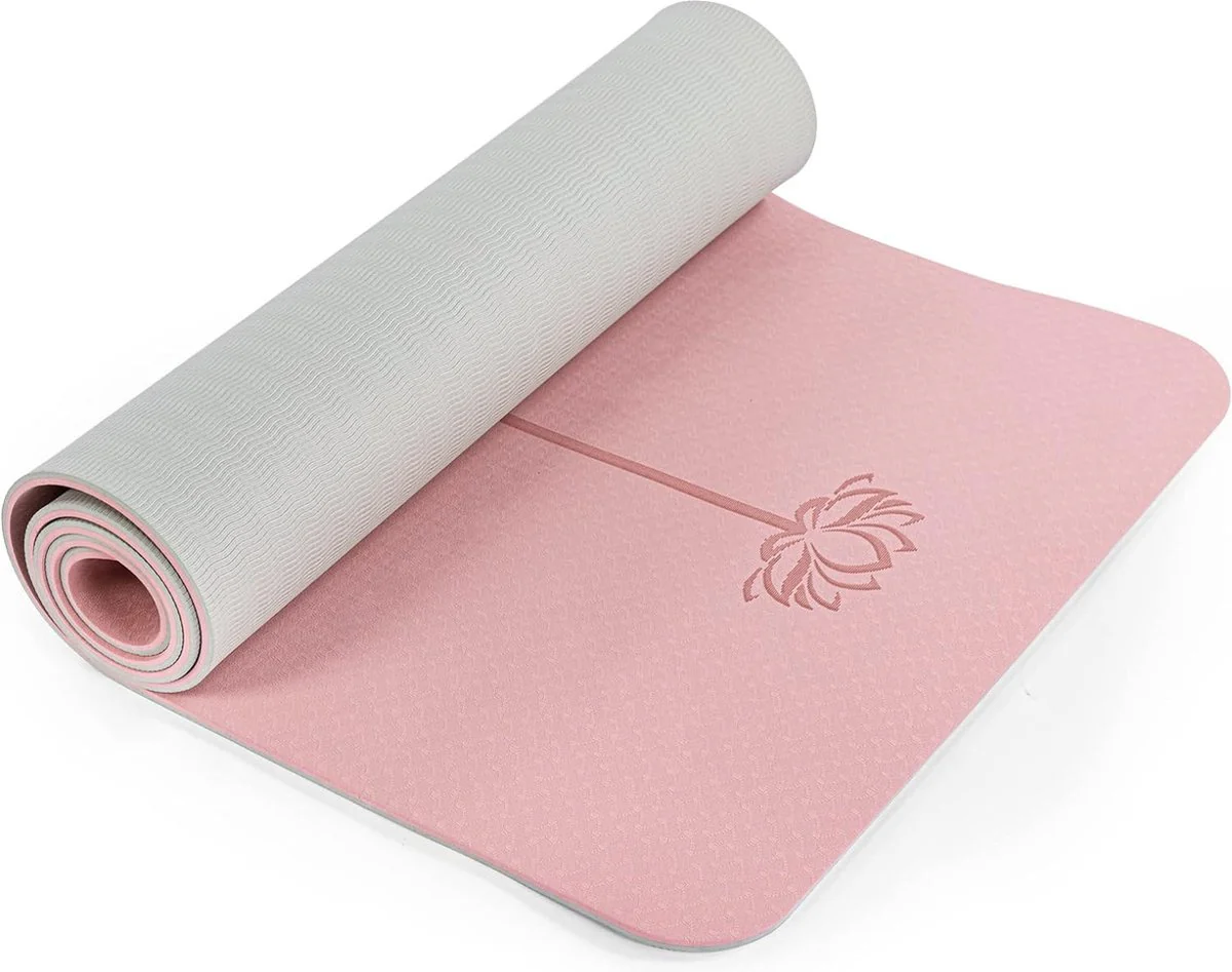 Yogamat antislip gymnastiekmat TPE fitnessmat voor yoga Oefenmat met draagriem sportmat 183 cm x 61 cm x 0,6/0,8 cm - Afbeelding 2