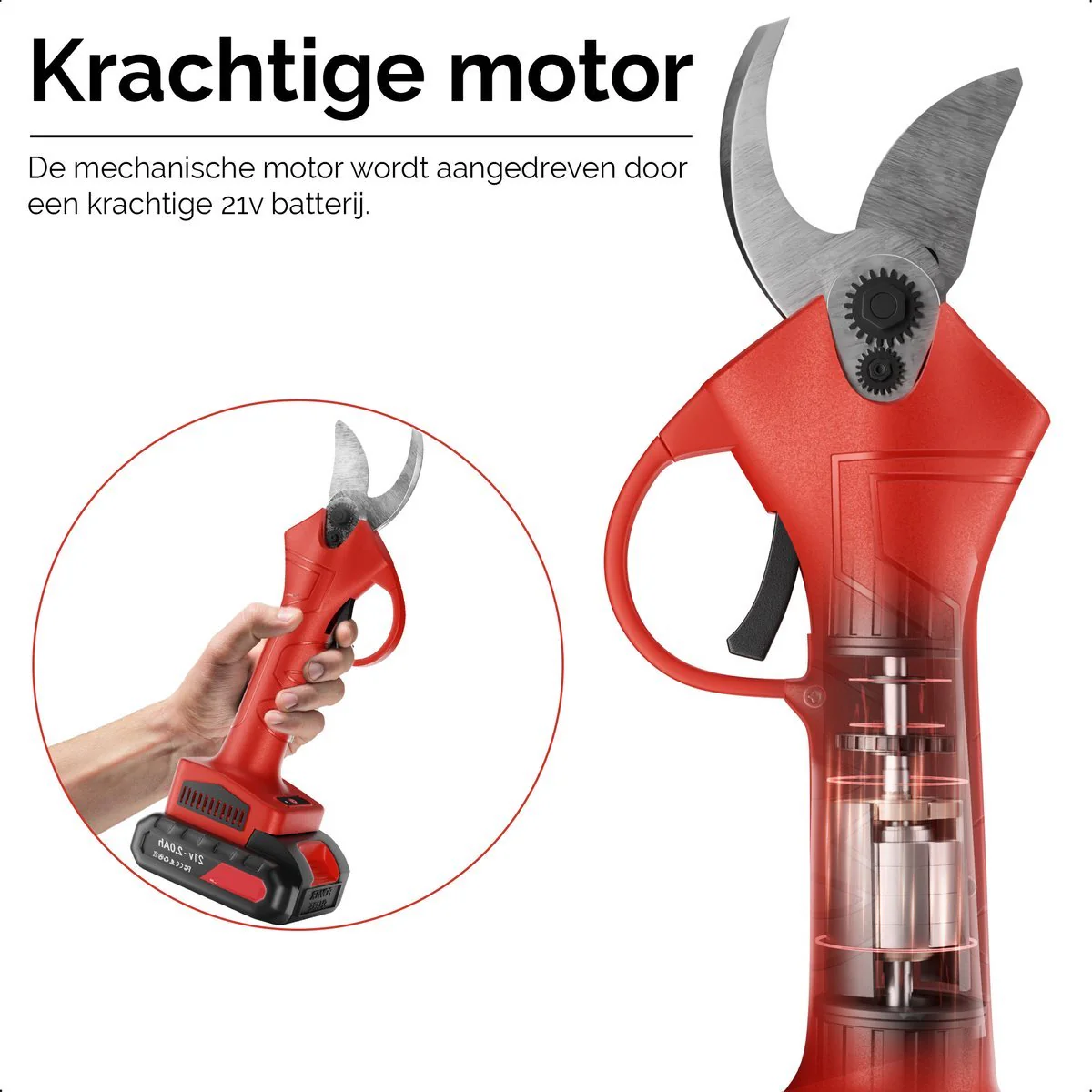 Truskore Elektrische Snoeischaar - Snoeischaar - 2 BAT - 25mm - 21V - ESG21V-2 - Afbeelding 3