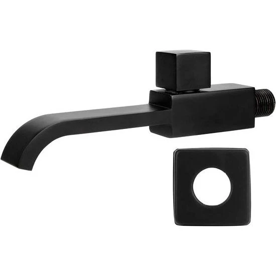 G1/2 Wandkranen Moderne Messing Badkamer Armaturen Kraan Wandmontage Enkele Gat Koud Water Tap voor Keuken Bad Wastafel Matzwart - Afbeelding 3