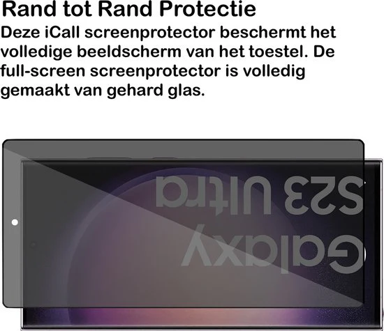 Privacy Screenprotector geschikt voor Samsung Galaxy S23 Ultra - Glas Screen Protector FullGuard - Afbeelding 4