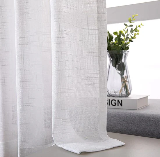 Set van 2 vitrage, halftransparant, bistrogordijnen, wit, raamgordijn, halve keuken, gordijnen, raamgordijn voor kleine ramen, keuken, woonkamer, landhuis (wit, 60 x 45 cm (b x h) - Afbeelding 9