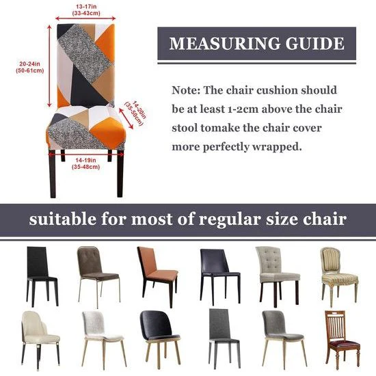Stoelhoezen set van 4 waterdichte stoelhoezen voor eetkamerstoelen stretch stoelhoezen schommelstoelen wasbaar universele decoratie stoelhoes voor thuis restaurant keuken hotel geometrie oranje - Afbeelding 3