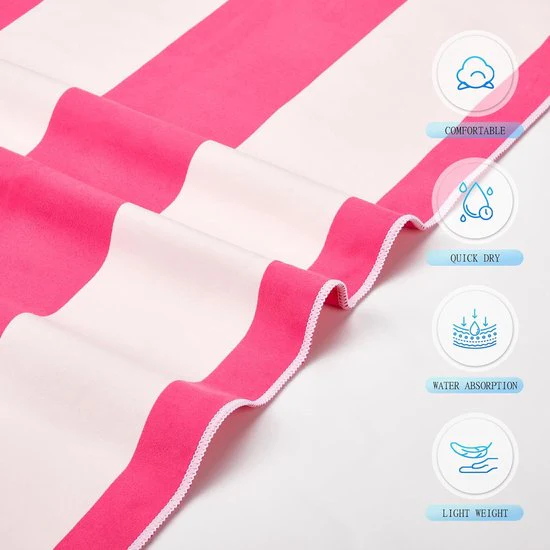 Strandhanddoek 90 x 180 cm microvezel handdoek sneldrogende microvezel handdoeken dames heren strandhanddoek strandlaken handdoek voor fitness, gym, sport yoga, roze - Afbeelding 4