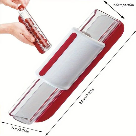 Fruitsnijder - Tomaat/Druif/Kersensnijder, Fruitkeukendecoratie Keukenhulp, Groentesnijder, Keukengereedschap, 20 x 7,5 x 7 cm (Rood) - Afbeelding 5