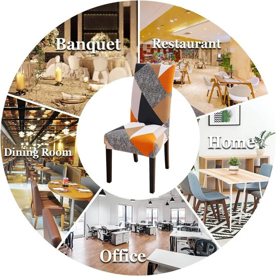 Stoelhoezen set van 4 waterdichte stoelhoezen voor eetkamerstoelen stretch stoelhoezen schommelstoelen wasbaar universele decoratie stoelhoes voor thuis restaurant keuken hotel geometrie oranje - Afbeelding 6