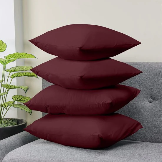 stuks, kussenslopen (50 x 75 cm), zacht geborsteld polyester-microvezel met omslagsluiting (bordeauxrood) - Afbeelding 4