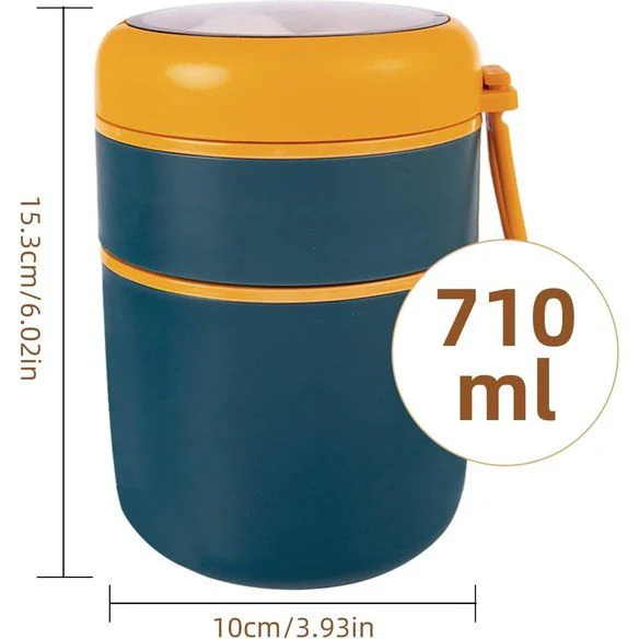 Thermocontainer met handvat, 710 ml roestvrij staal, warmhoudcontainer voor eten en kinderen, thermische lunchbox, voedselcontainer, warmhoudbox, soep, praktische mueslibeker voor eten, soepen - Afbeelding 4