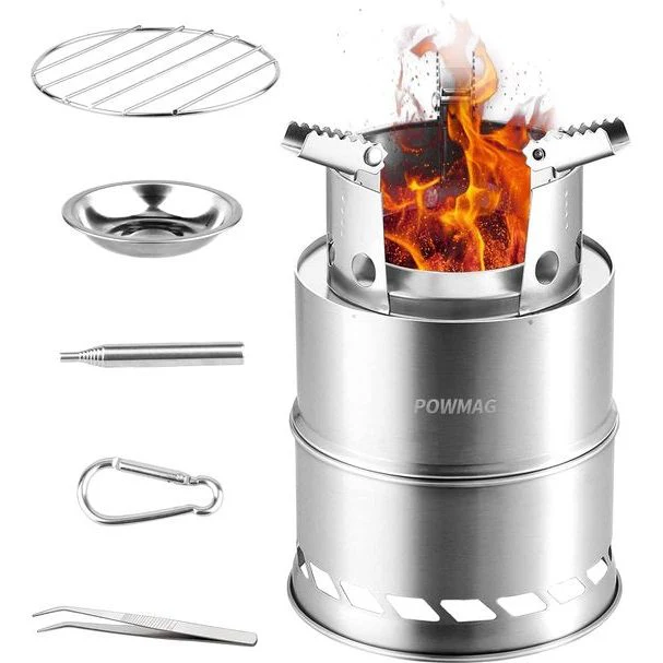 Outdoor kooktoestel, draagbaar kooktoestel, houtkachel draagbaar, campingkooktoestel, outdoor, houtcarburateur, inklapbaar en winddicht, van roestvrij staal, voor camping, barbecue, picknick, outdoor backpacking - Afbeelding 2