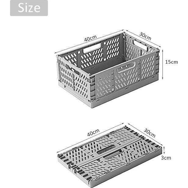 2 stuks opvouwbare opbergmand kunststof opbergkisten voor keuken, slaapkamer, werkkamer (2 stuks roze + 2 stuks grijs, 40 x 30 x 15 cm) - Afbeelding 3