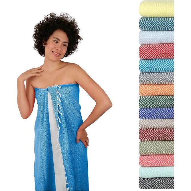 Hamamdoek, saunahanddoek voor dames en heren, 100 x 200 cm, XXL, saunahanddoek, katoen, premium kwaliteit, groot, licht, lang, dun, compact, sauna-accessoires, handdoek, fouta, hamamdoek, strandhanddoek, badhanddoek - Afbeelding 2