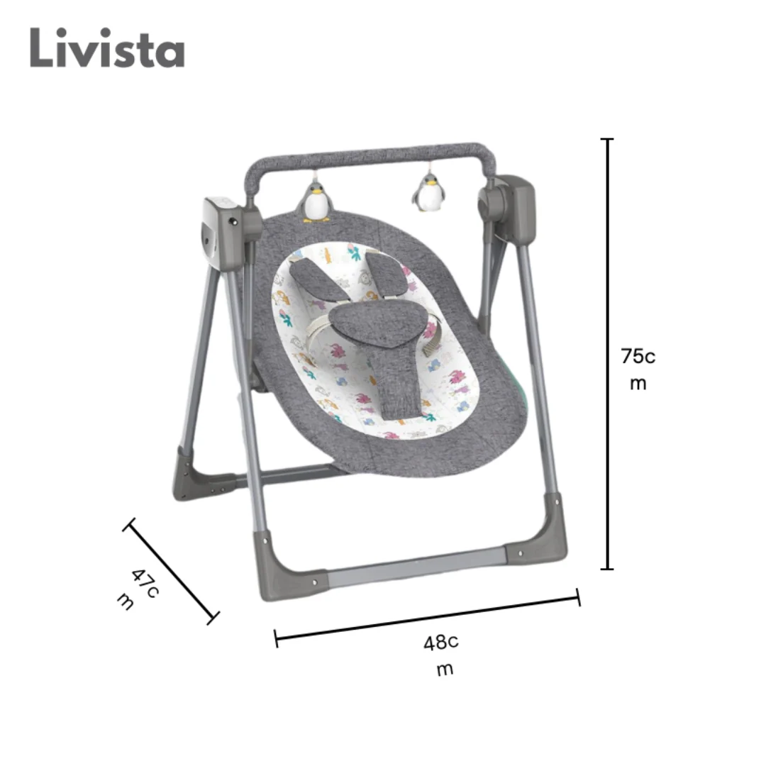 Livista® - Elektrische Wipstoel voor Baby's - BabySchommelstoel - Baby Swing - 5 Verstelbare Schommelniveaus - 3 Timerinstellingen - Intelligente Dubbele Bediening - Afbeelding 8