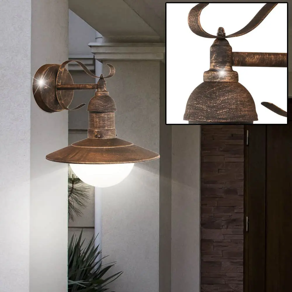Wandlamp tuinlamp voordeurlamp van metaal koperfinish geschikt voor LED - Afbeelding 5